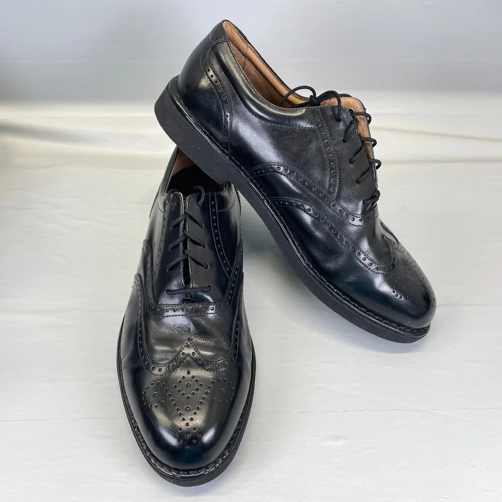 Rockport Dressports Oxford Shoes Mens Size 10 Wide Black Leather Wingtip Brogue